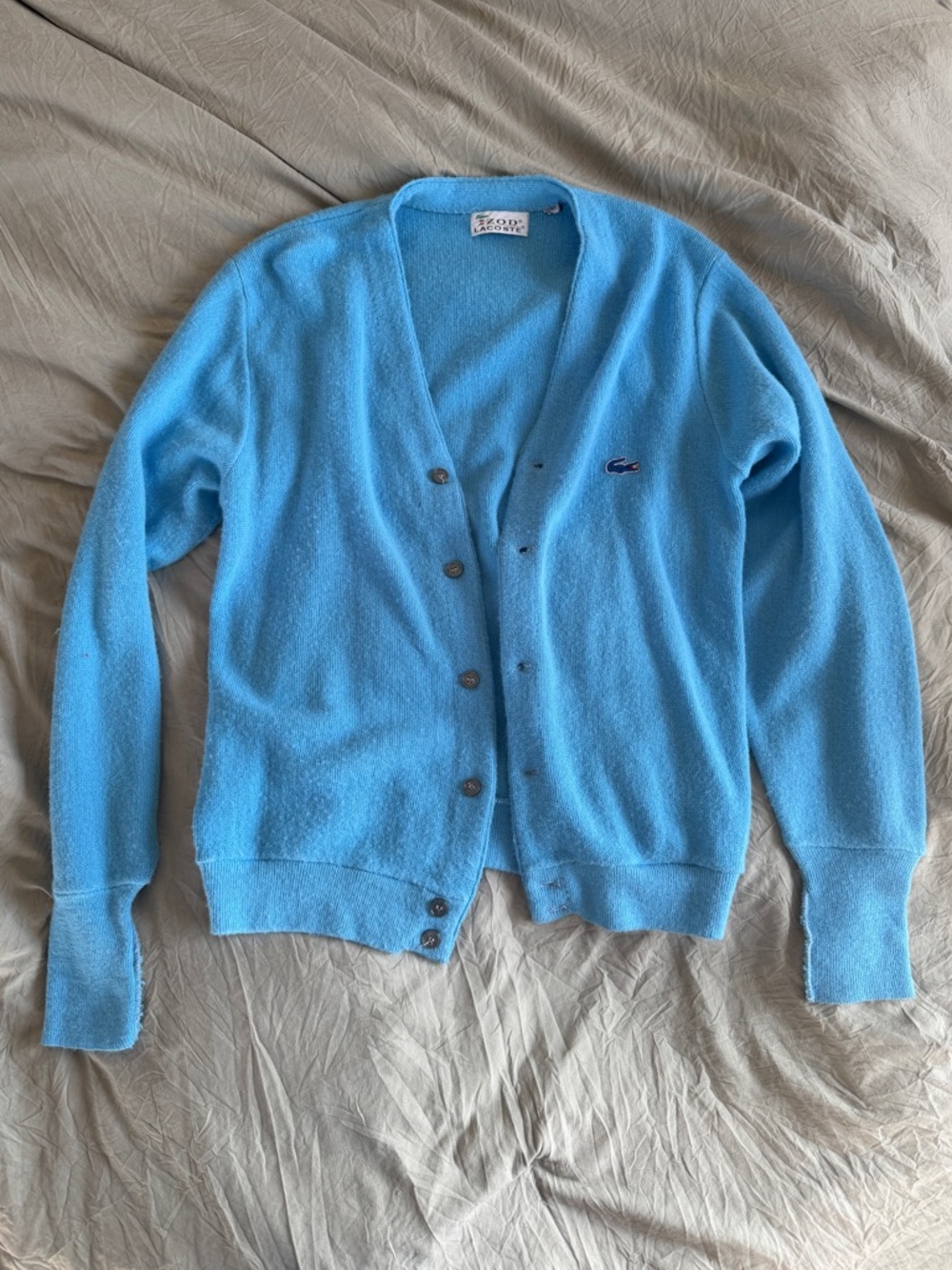 Vintage Lacoste Sky Blue V-Neck Button Cardigan